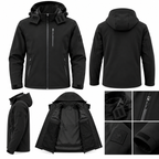 Ανδρικό Μαύρο Μπουφάν Softshell με Κουκούλα Plus Size