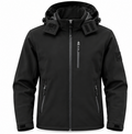 Ανδρικό Μαύρο Μπουφάν Softshell με Κουκούλα Plus Size