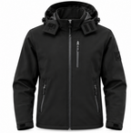 Ανδρικό Μαύρο Μπουφάν Softshell με Κουκούλα Plus Size