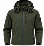 Ανδρικό Χακί Μπουφάν Softshell με Κουκούλα Plus Size