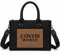 Seraphina Μαύρη Τσάντα Χειρός Coveri World με Αποσπώμενο Λουράκι