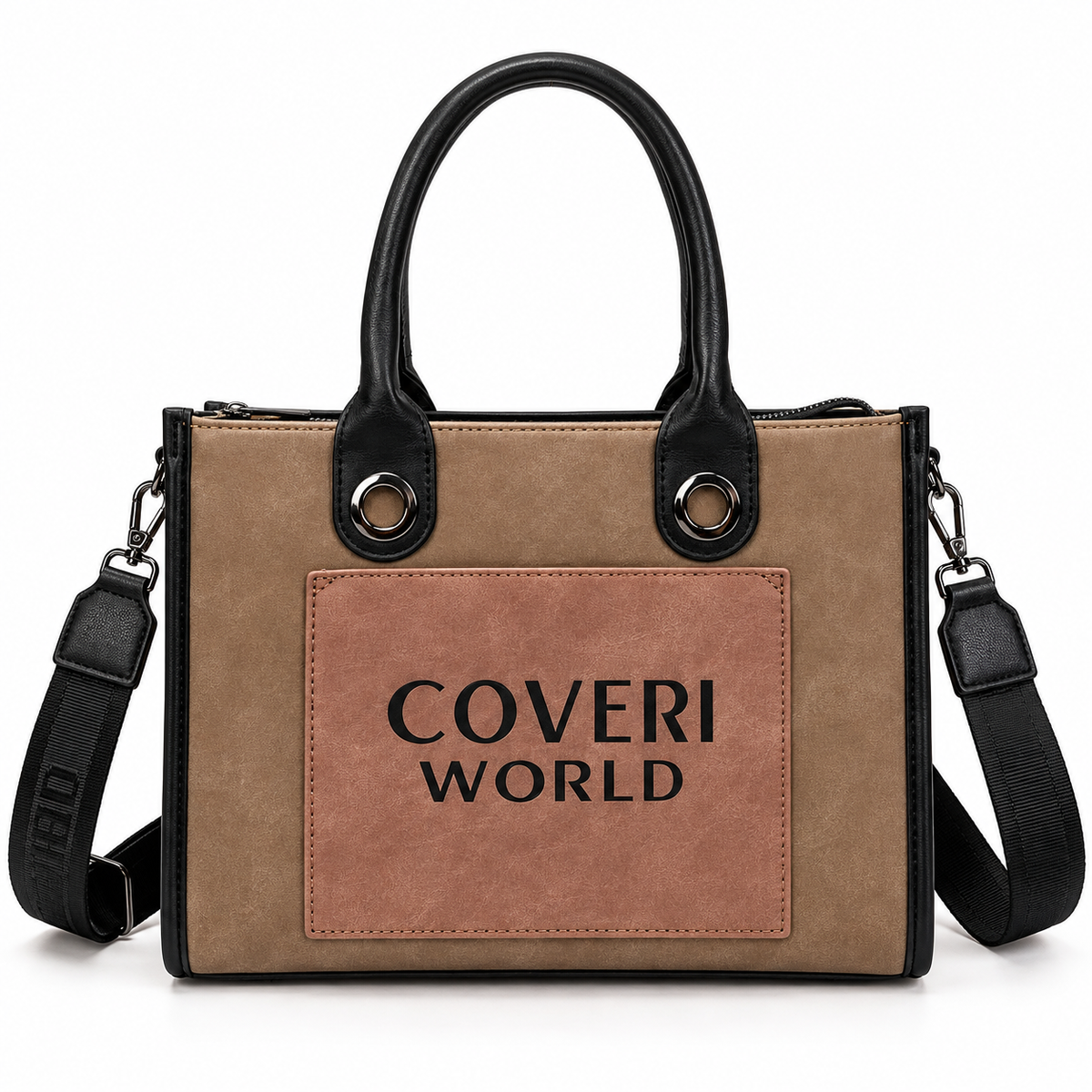 Seraphina Καφέ Τσάντα Χειρός Coveri World με Αποσπώμενο Λουράκι