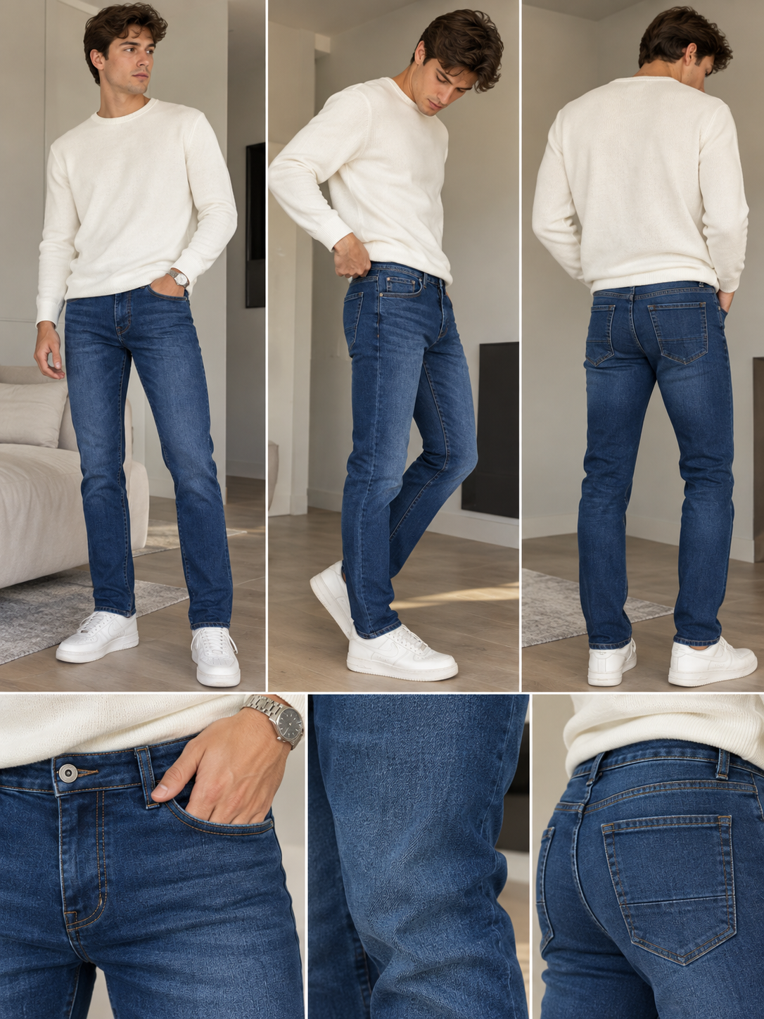 Ανδρικό Τζιν Παντελόνι Slim Fit Μπλε