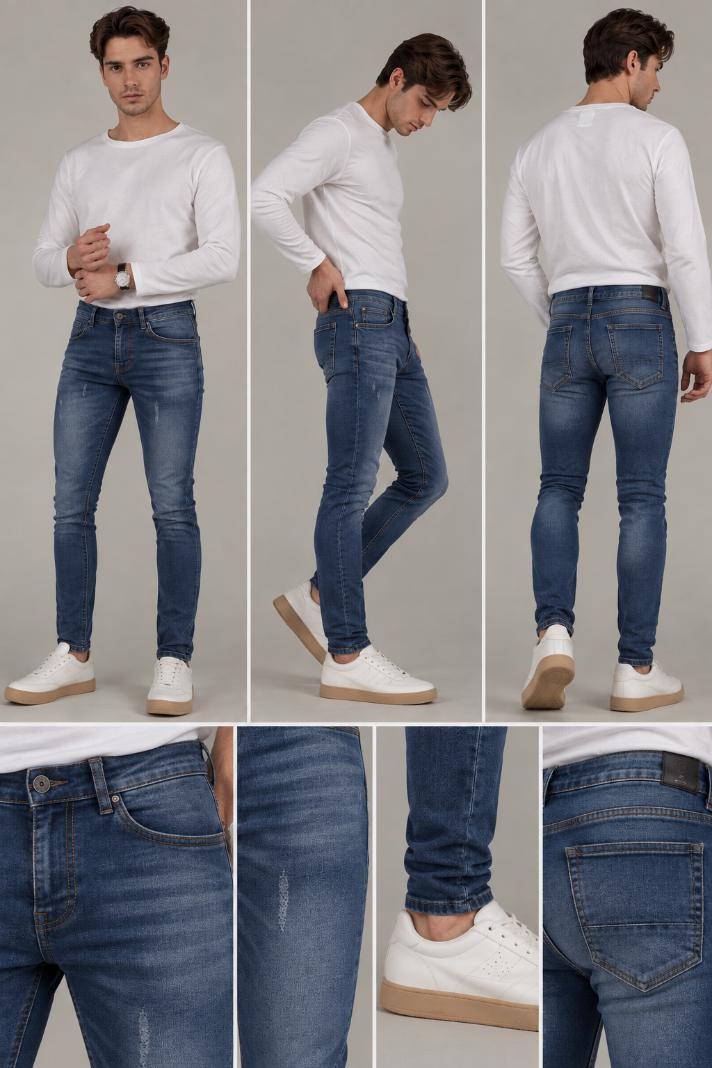 Ανδρικό Τζιν Παντελόνι Slim Fit Μπλε