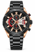 CURREN Ανδρικό Μαύρο Ρολόι Χρονογράφος Rose Gold