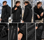 Ανδρικό Μαύρο Μπουφάν Softshell με Κουκούλα Plus Size