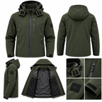 Ανδρικό Χακί Μπουφάν Softshell με Κουκούλα Plus Size