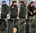 Ανδρικό Χακί Μπουφάν Softshell με Κουκούλα Plus Size
